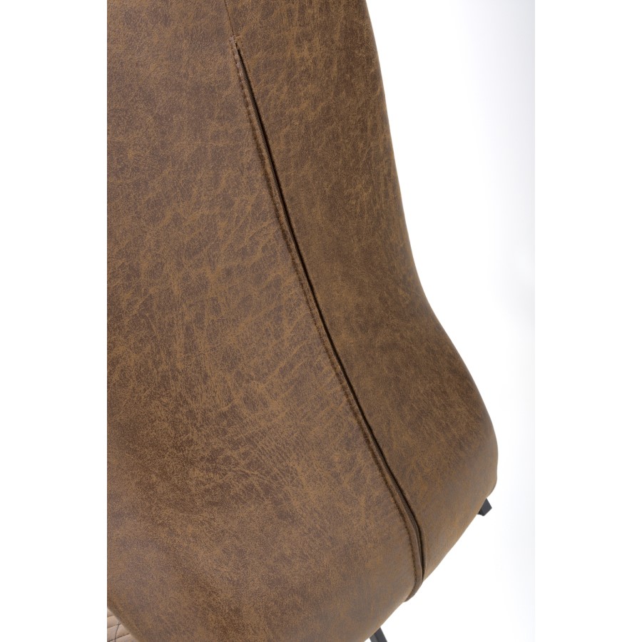 Brown Faux Leather Dining Chairs - Set of 2 