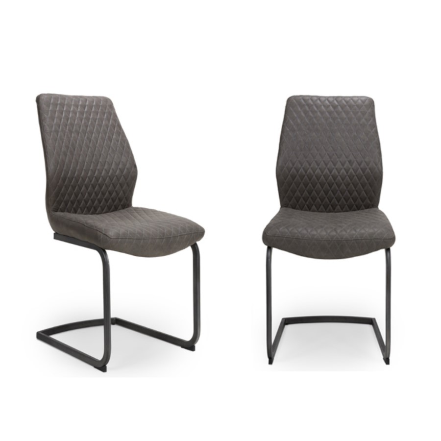 GRADE A1 - Set of 2 Grey Faux Leather - Connect