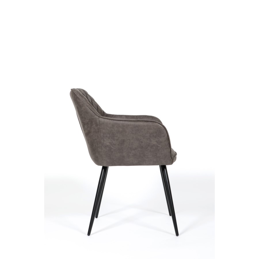 Grey Faux Leather Carver Dining Chairs - Set of 2 - Charlie