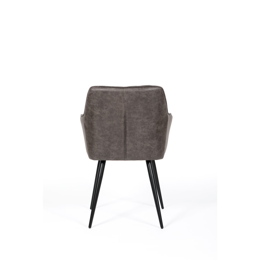 Grey Faux Leather Carver Dining Chairs - Set of 2 - Charlie
