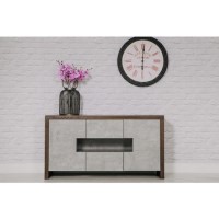 Grey Sideboard in Faux Concrete & Wood -  Etan