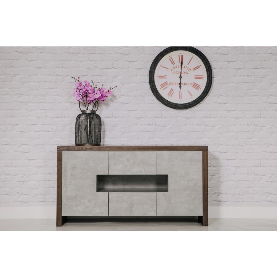 Grey Sideboard in Faux Concrete & Wood -  Etan
