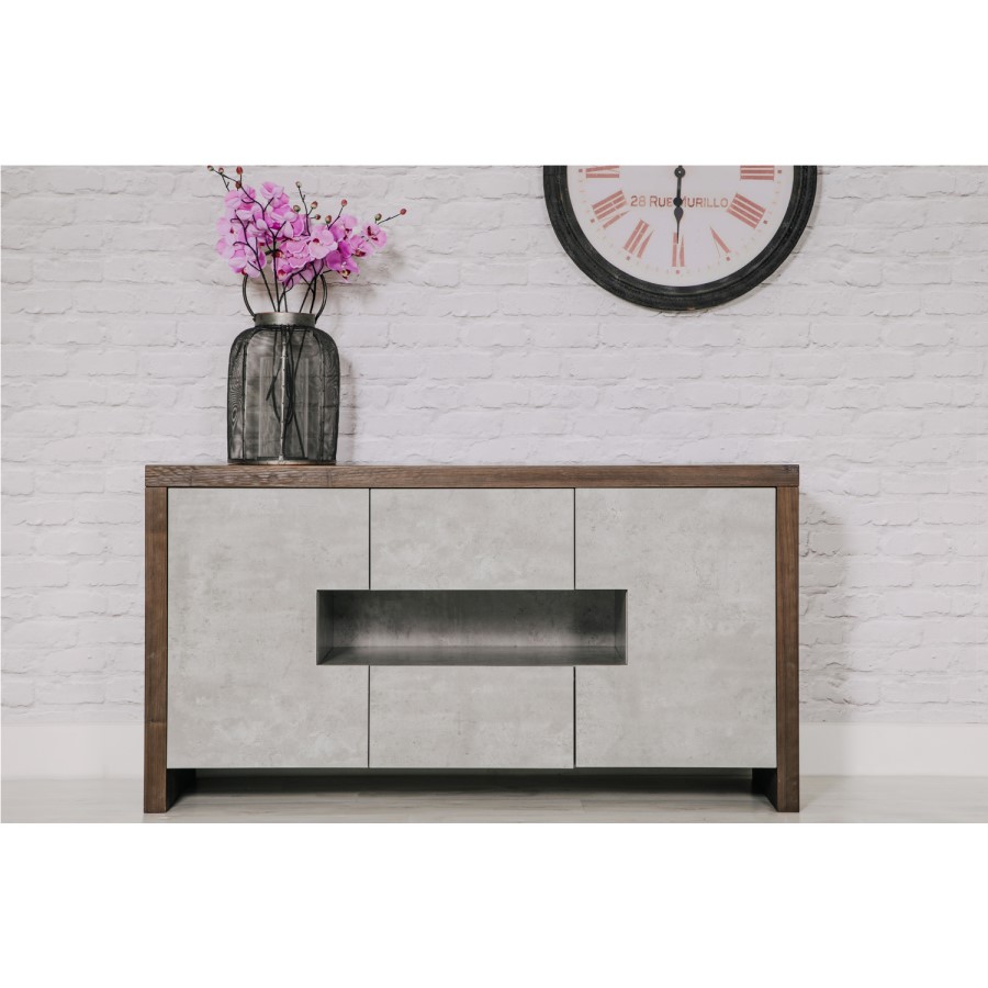 Grey Sideboard in Faux Concrete & Wood -  Etan