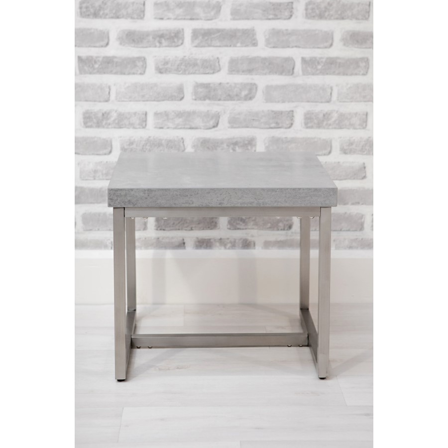 GRADE A1 - Grey Side Table in Concrete Effect & Metal - Etan