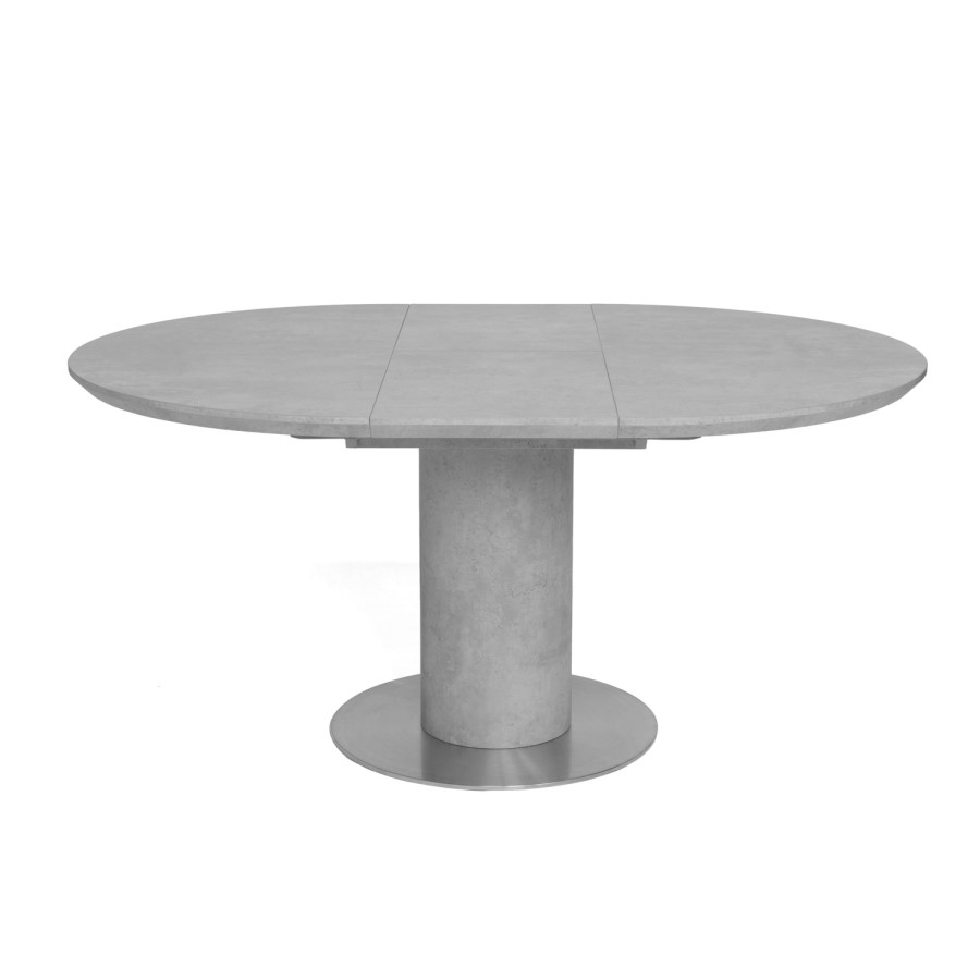 Grey Concrete Effect Round Extendable Dining Table - Seats 4-6 - Etan