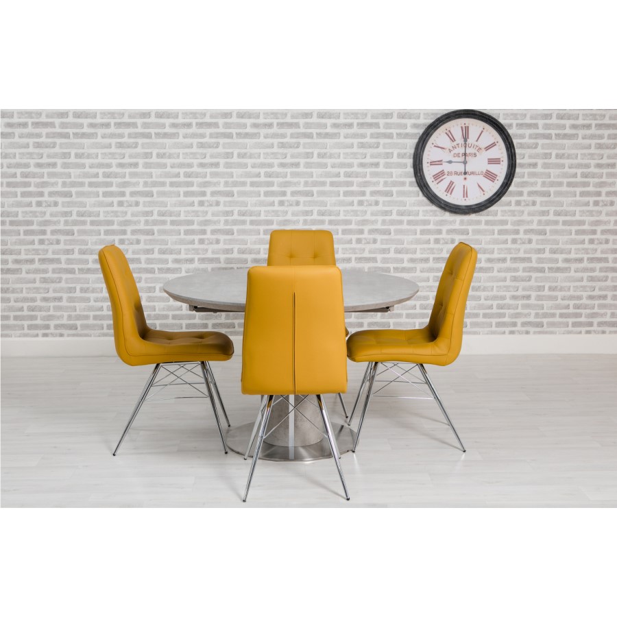 Grey Concrete Effect Round Extendable Dining Table - Seats 4-6 - Etan