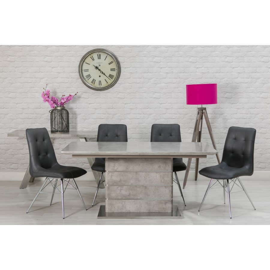 Extendable Dining Table in Grey Concrete Effect - Jet