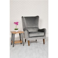 Grey Velvet Accent Chair - Aimie Grey Velvet Accent Chair - Aimie
