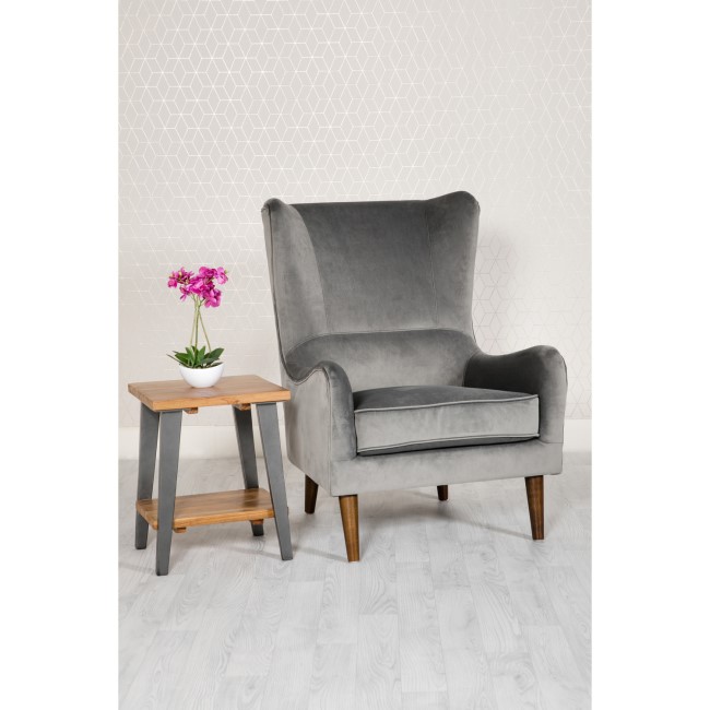 Grey Velvet Accent Chair - Aimie