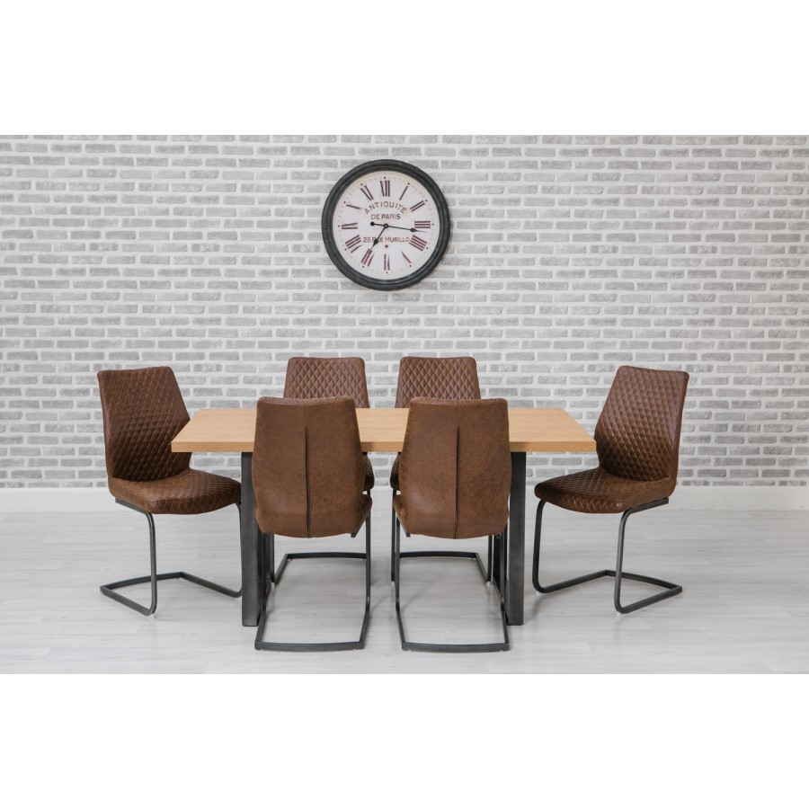 Oak Effect Dining Table with Metal Legs - Charlie Range