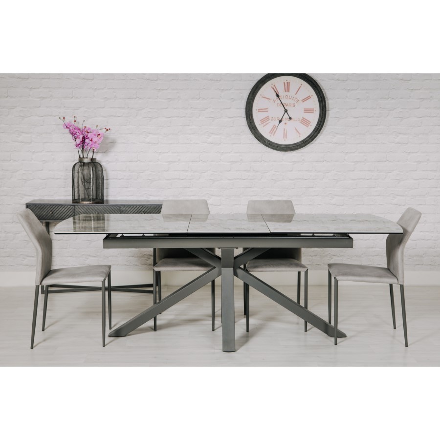 Extendable Dining Table with Grey Ceramic Top - Jupiter