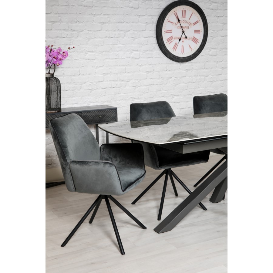 Extendable Dining Table with Grey Ceramic Top - Jupiter