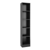 Black Woodgrain Tall Narrow Bookcase 