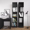 Black Woodgrain Tall Narrow Bookcase 