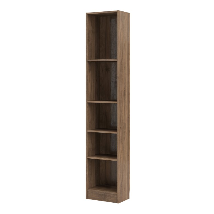 Walnut Effect Tall Narrow Bookcase