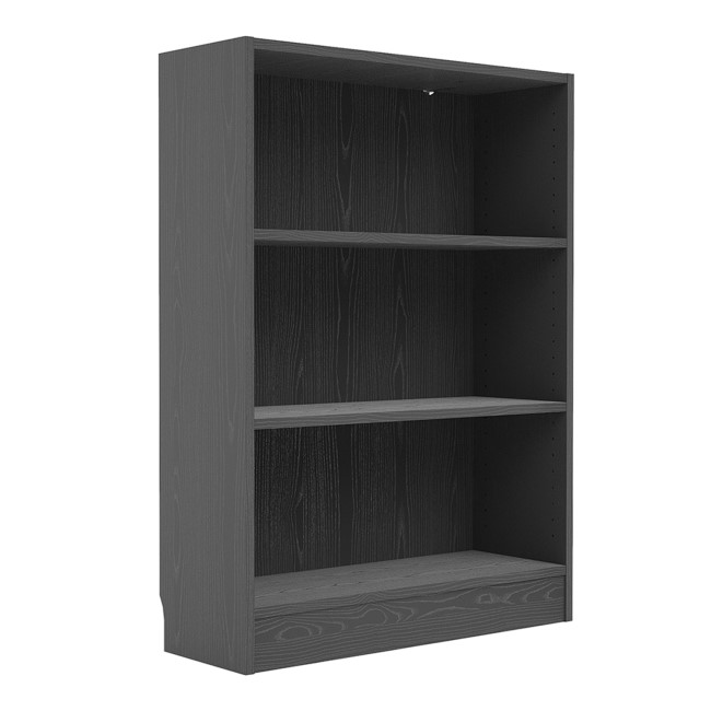Low Wide Bookcase in Black Woodgrain