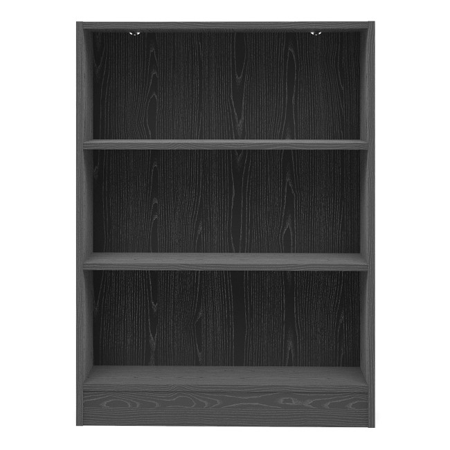 Low Wide Bookcase in Black Woodgrain