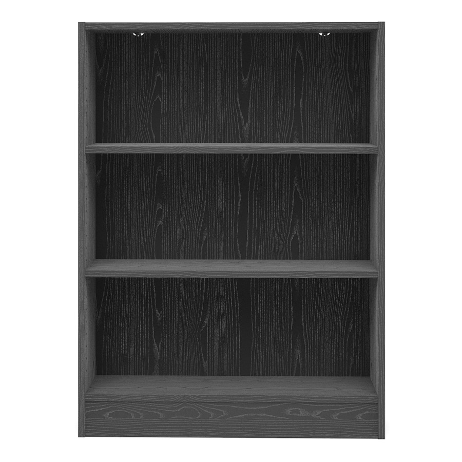 Low Wide Bookcase in Black Woodgrain