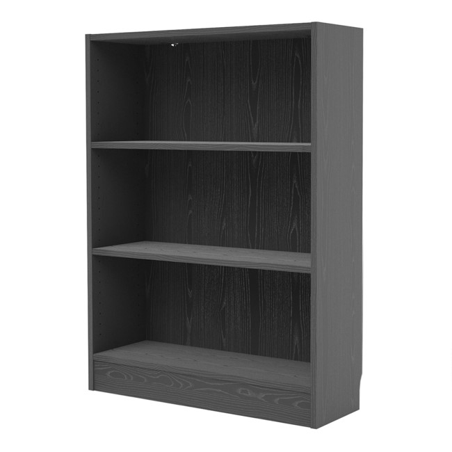 Low Wide Bookcase in Black Woodgrain