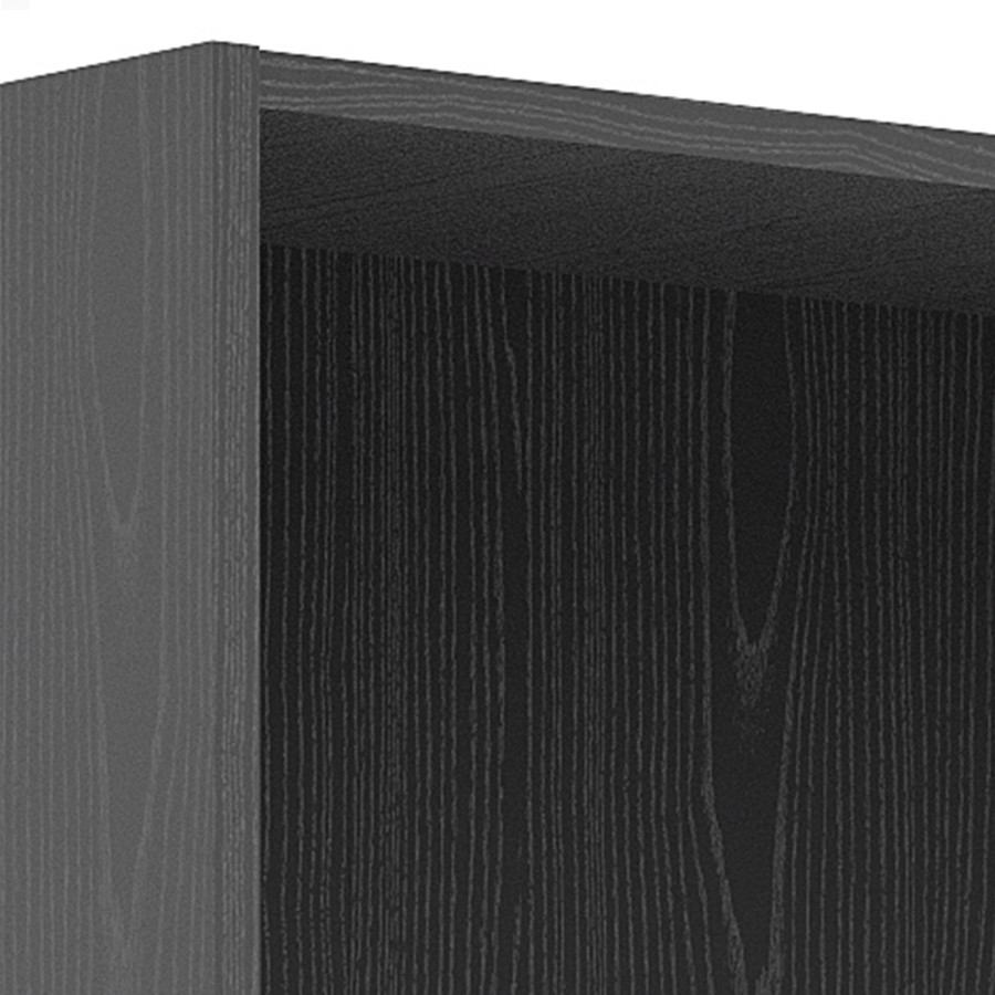 Low Wide Bookcase in Black Woodgrain