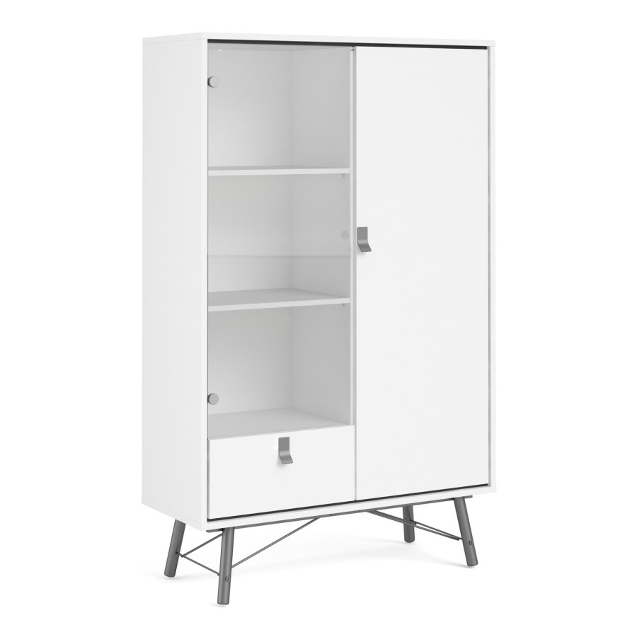 White Display Cabinet with Glass Door
