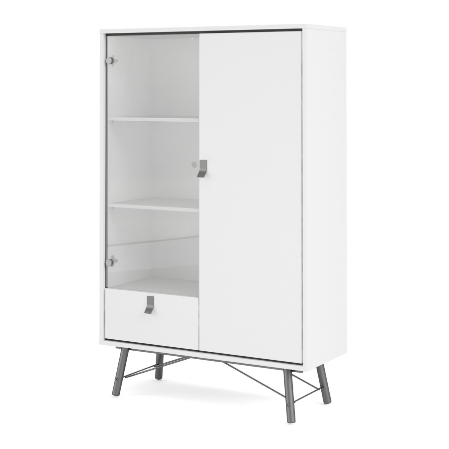 White Display Cabinet with Glass Door
