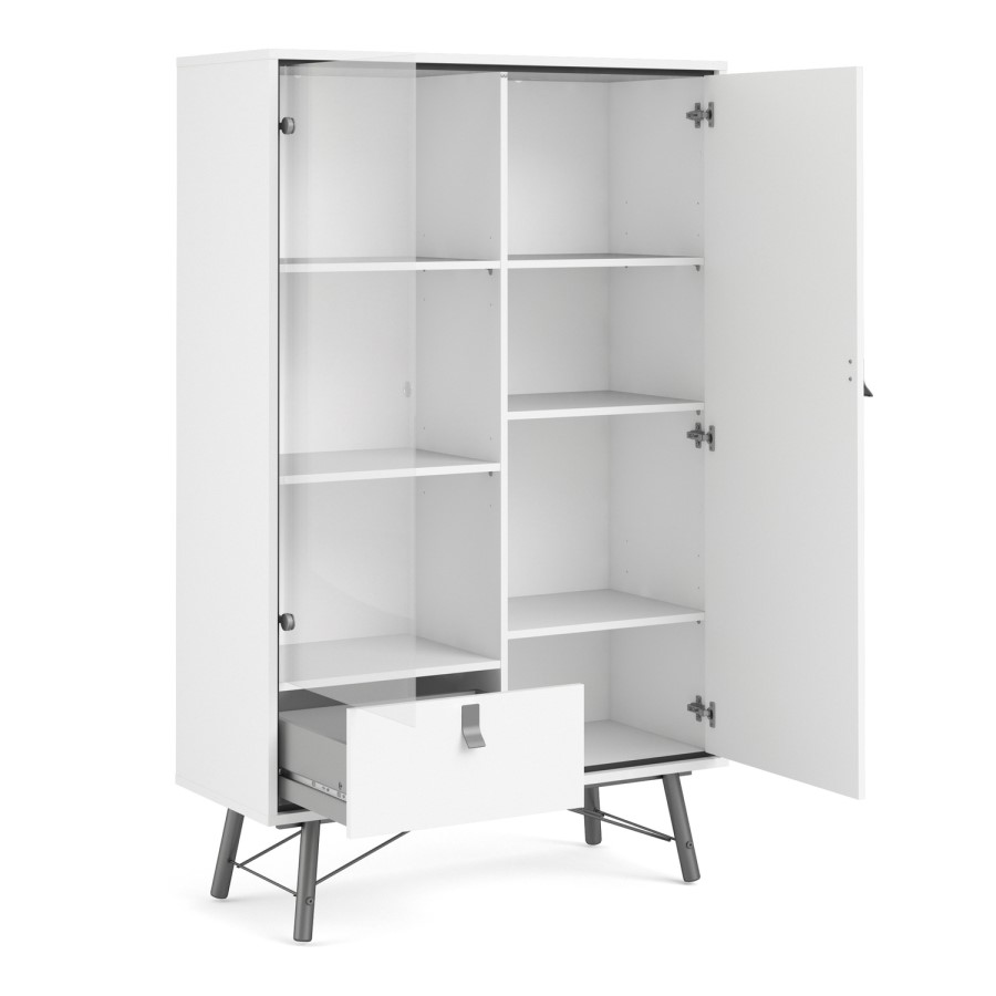 White Display Cabinet with Glass Door