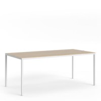 Large Oak Effect Dining Table with White Legs - Furniture to Go