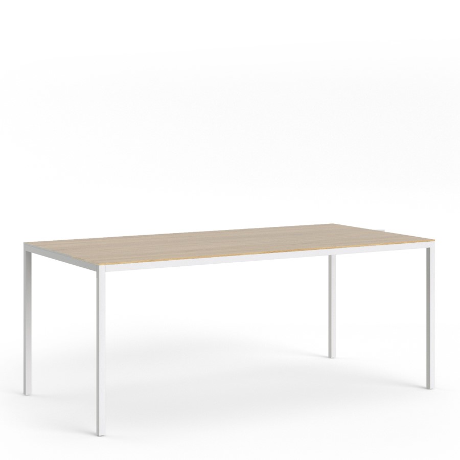 Large Oak Effect Dining Table with White Legs - Furniture to Go