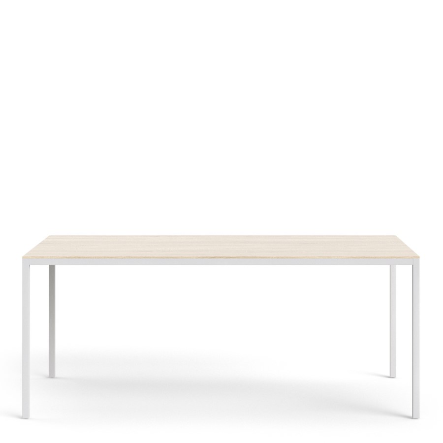Large Oak Effect Dining Table with White Legs - Furniture to Go