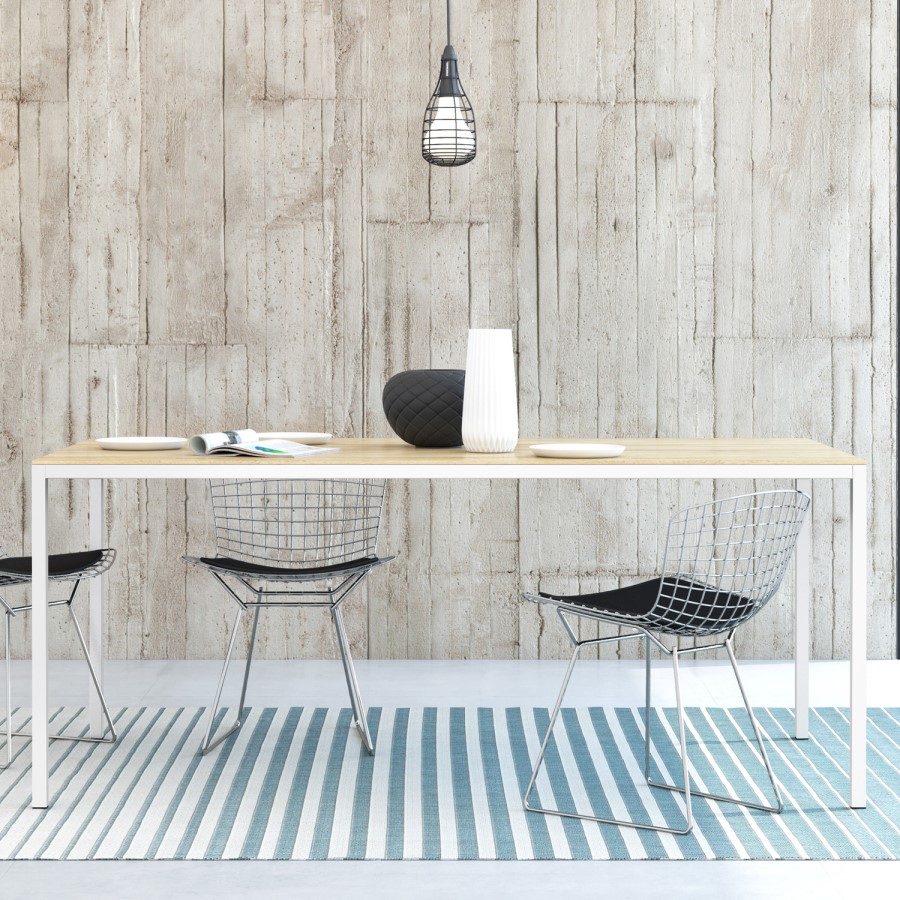 Large Oak Effect Dining Table with White Legs - Furniture to Go