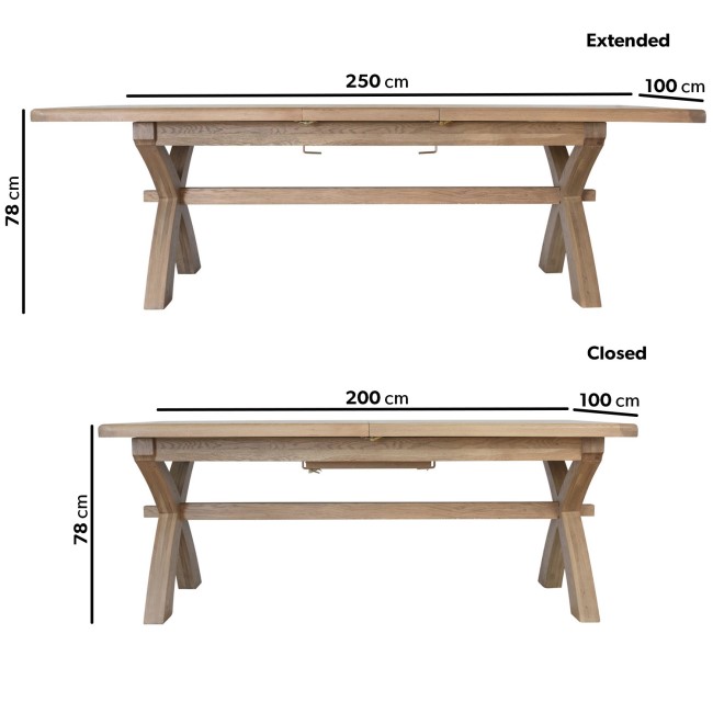 Extendable Oak Refectory Farmhouse Dining Table - Seats 10 - Wickerman