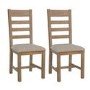 Pair of Smoked Oak Dining Chairs with Cream Seat & Slatted Back