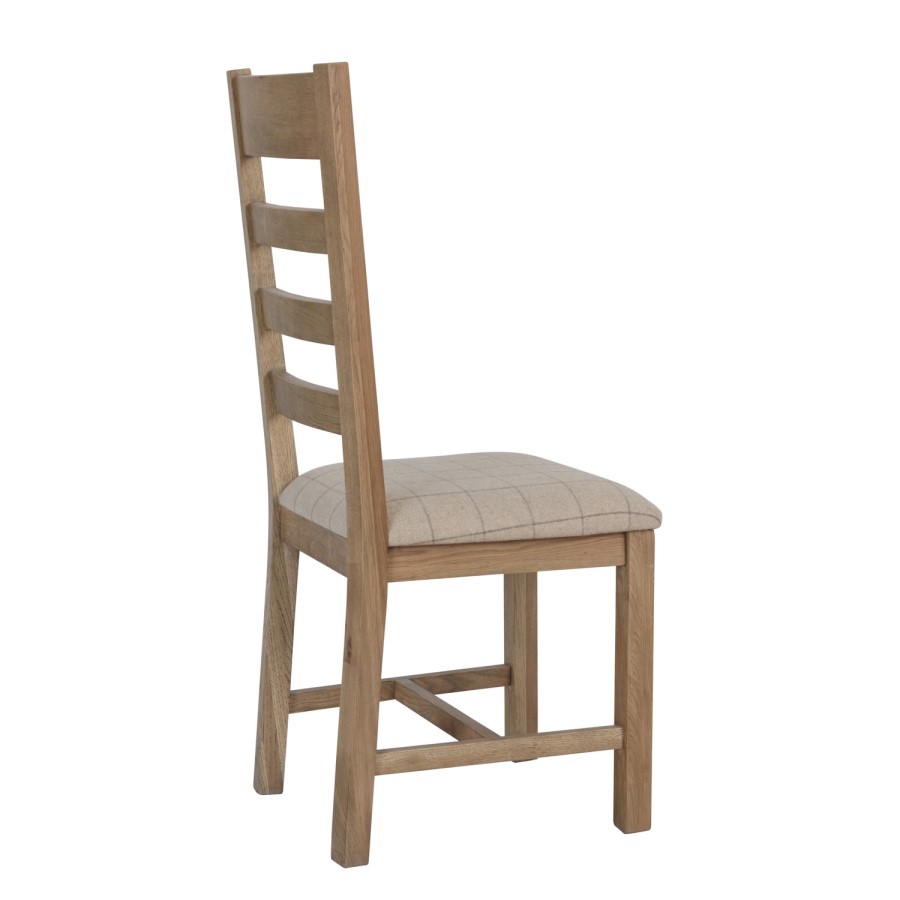 Pair of Smoked Oak Dining Chairs with Cream Seat & Slatted Back