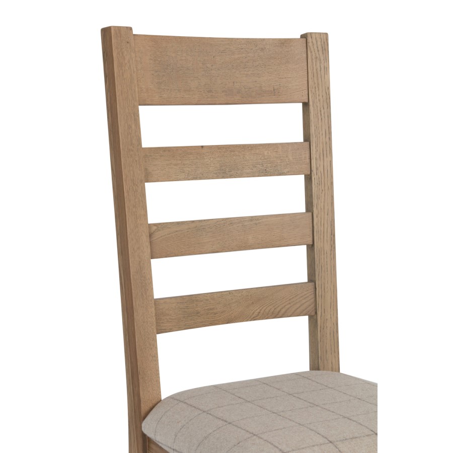 Pair of Smoked Oak Dining Chairs with Cream Seat & Slatted Back