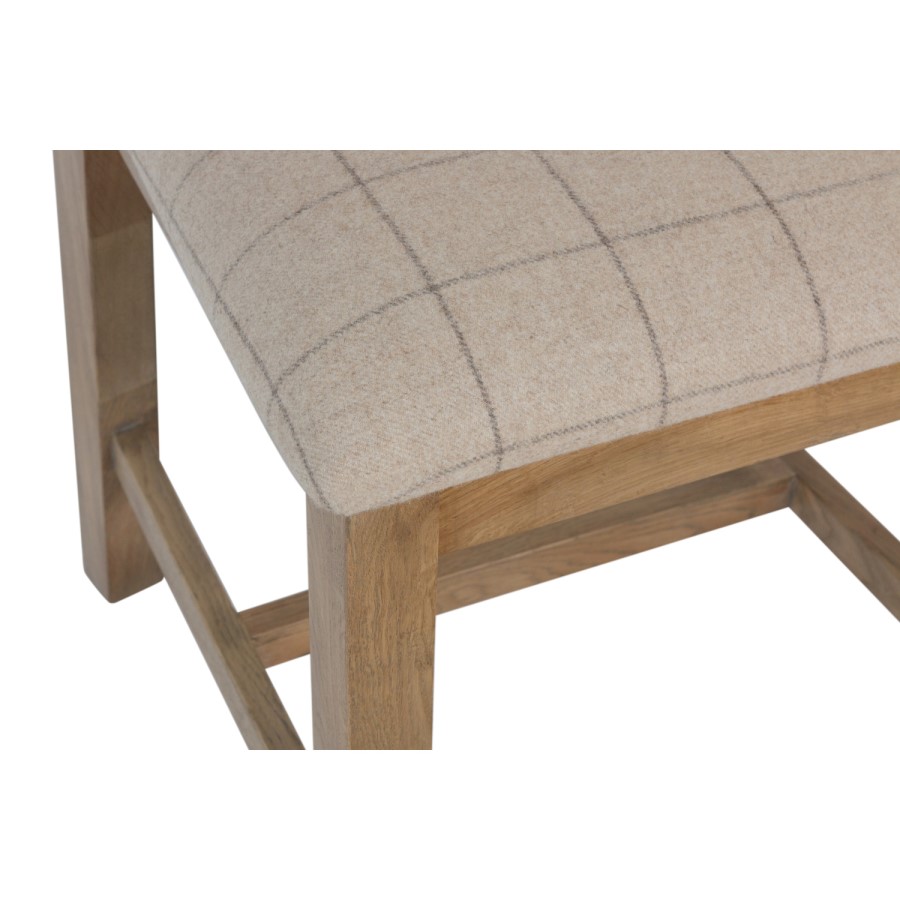 Pair of Smoked Oak Dining Chairs with Cream Seat & Slatted Back