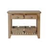 Smoked Oak Console Table with Wicker Baskets