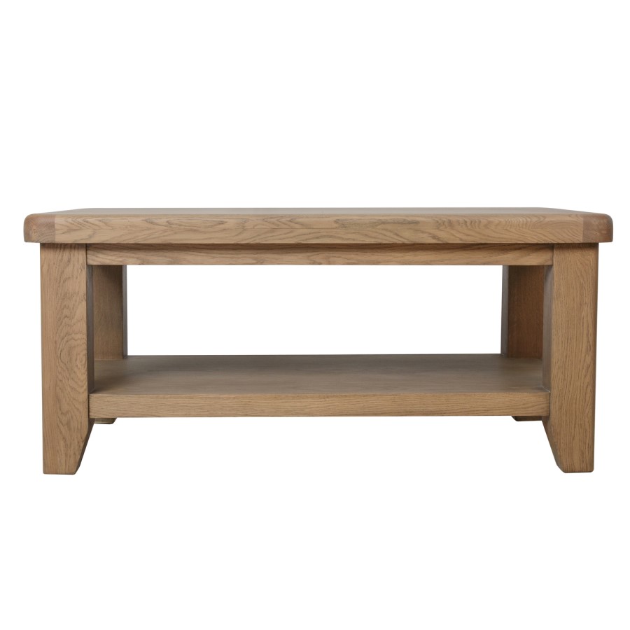 Smoked Oak Coffee Table with Wicker Baskets