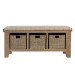 Smoked Oak Hall Bench with Wicker Baskets