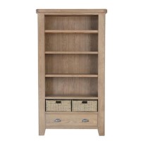 Large Solid Oak Bookcase with Drawers - Pegasus