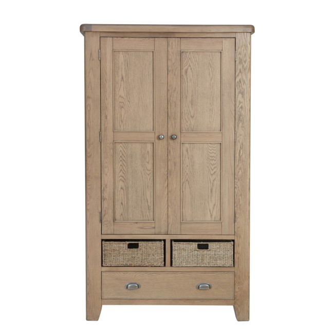 Smoked Oak Kitchen Larder with Wicker Baskets 