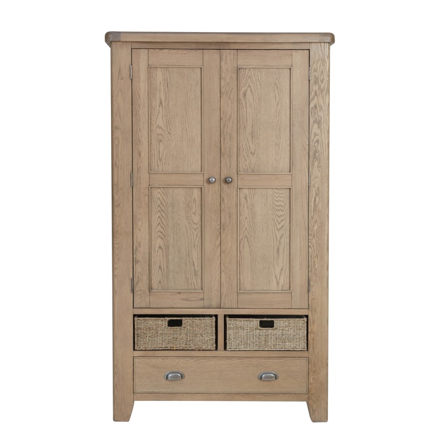 Smoked Oak Kitchen Larder with Wicker Baskets