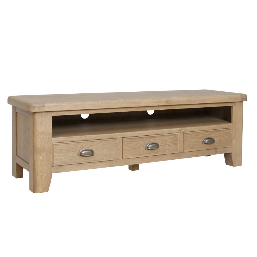 Large Smoked Oak TV Stand with Storage