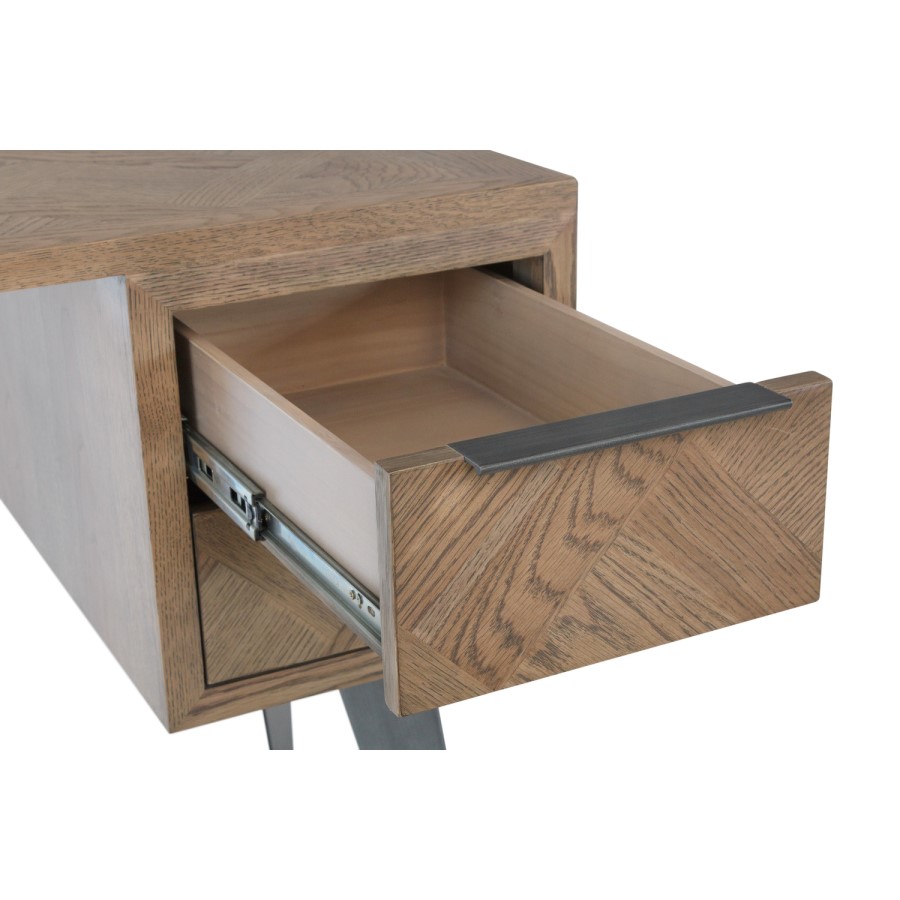 Brown Chevron Desk with Metal Legs 