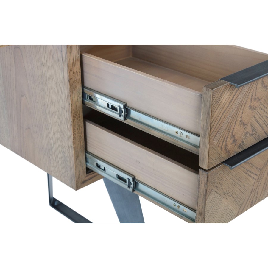 Brown Chevron Desk with Metal Legs 