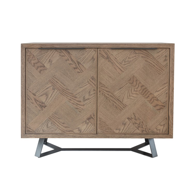 Chevron Aged Oak Sideboard with Metal Legs