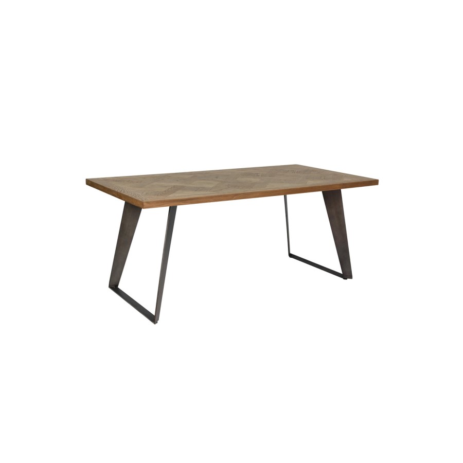 Brown Chevron Dining Table 180cm - Seats 8