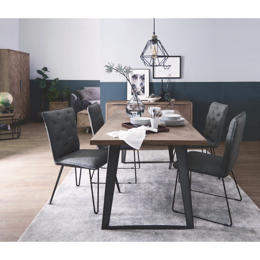 Brown Chervon Dining Table 220cm - Seats 10