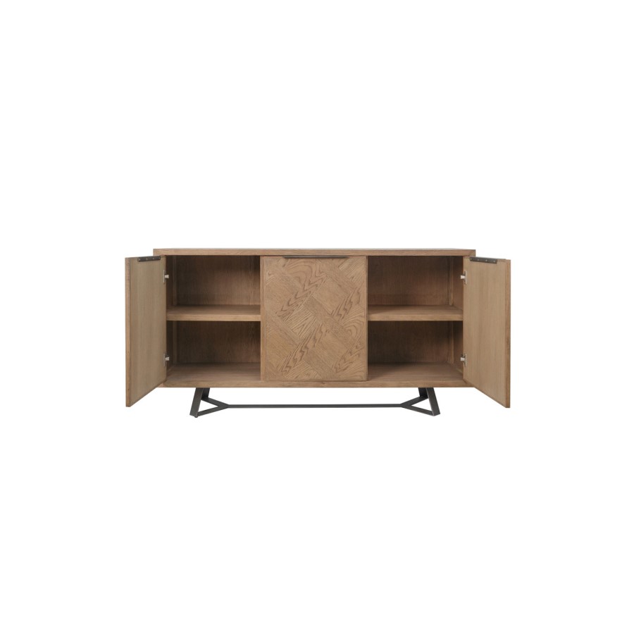 Chevron Aged Oak 3 Door Sideboard
