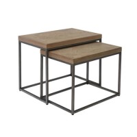 Chevron Oak Nest of 2 Tables  Chevron Oak Nest of 2 Tables